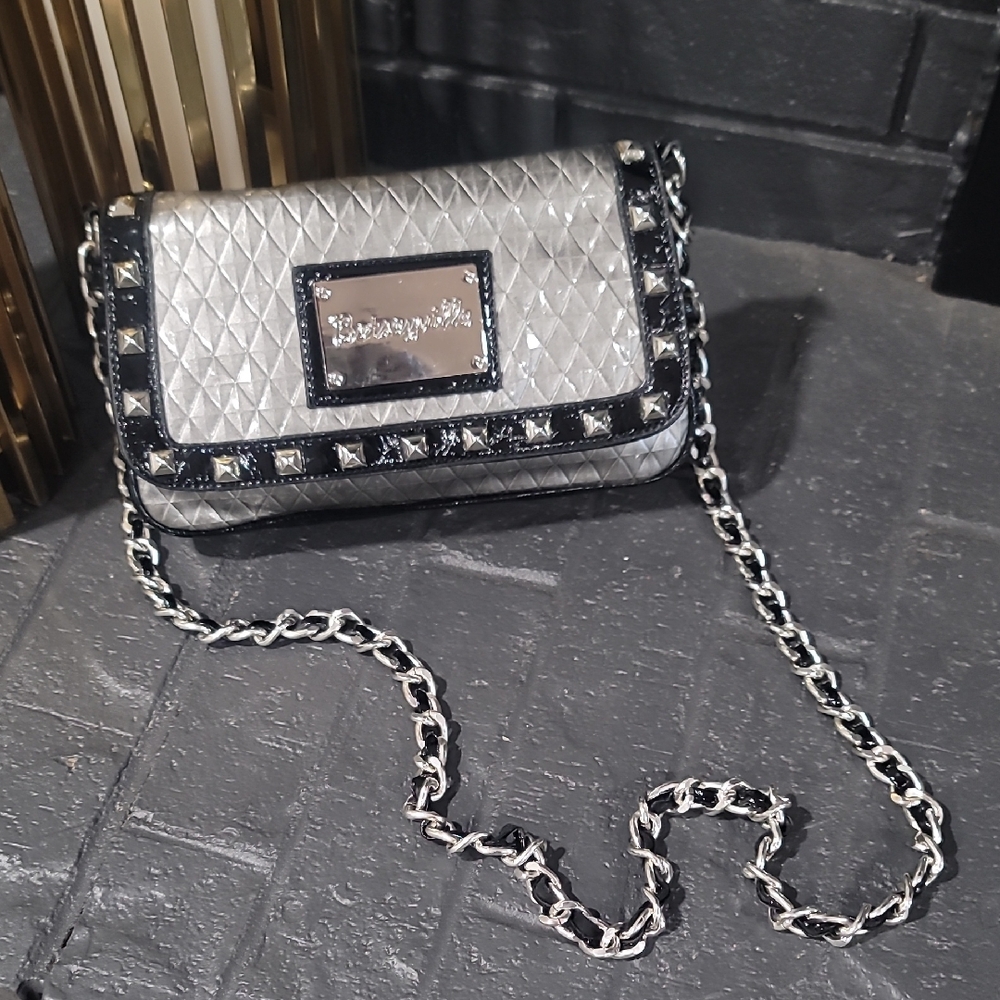 Betsey Johnson Silver Quilted Crossbody Bag
